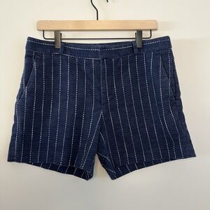 Banana Republic Women Navy Blue‎ White Striped Shorts Size 10